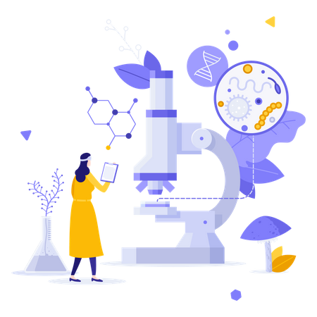 Biologist Looking At Microscope  일러스트레이션