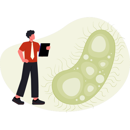 Biologist studies microorganisms  Illustration