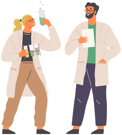 Biologiste menant une expérience avec une plante  Illustration