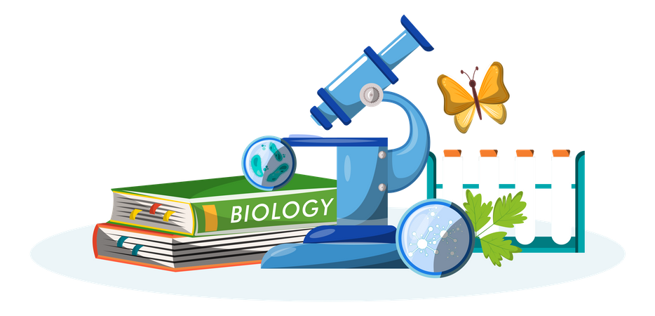 Biology book and equipment  Illustration