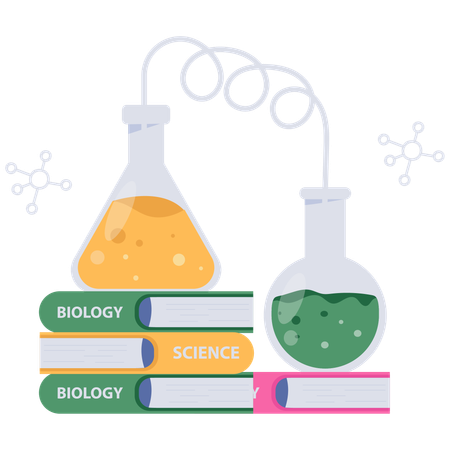 Biology Lab with books and chemicals  Illustration