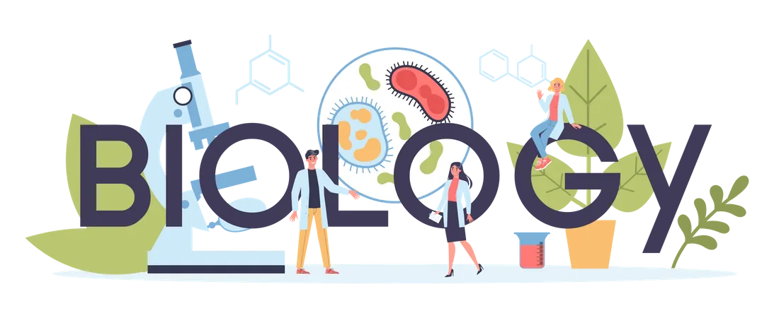 Biology Science Web Header People With Microscope Make Laboratory Analysis Idea Of Education And Experiment Vector Illustration In Cartoon Style Illustration