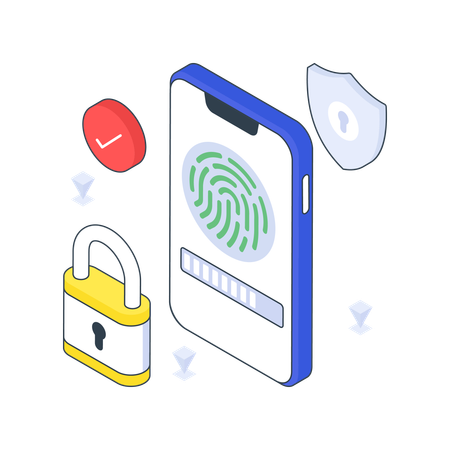 Biometric Technology on mobile  Illustration