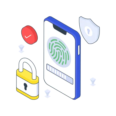 Biometric Technology on mobile  Illustration