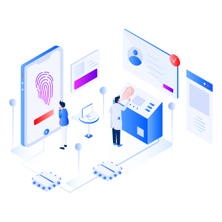 Biometrics Technology Isometric  Illustration