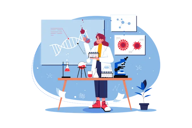 Biostatistician doing research on genetics  Illustration