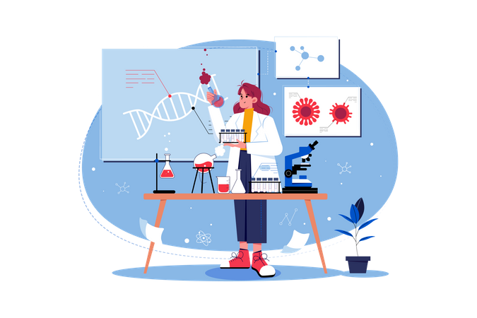 Biostatisticien effectuant des recherches en génétique  Illustration