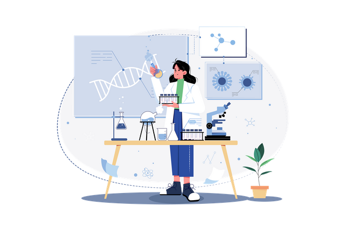 Biostatisticien effectuant des recherches en génétique  Illustration