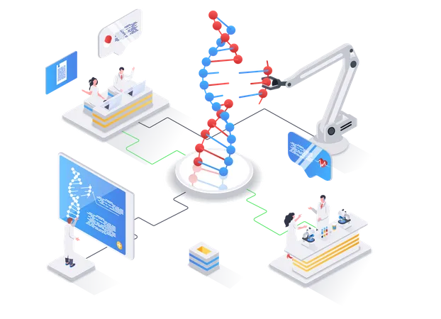 Clonagem e recombinação de sequências de DNA - biotecnologia  Ilustração