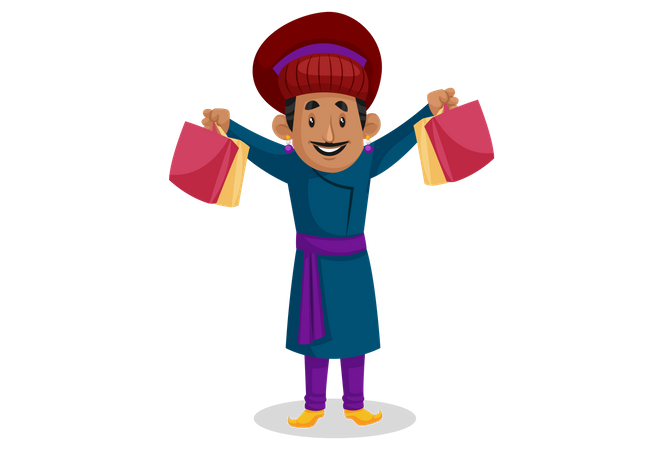 Birbal doing shopping  Illustration