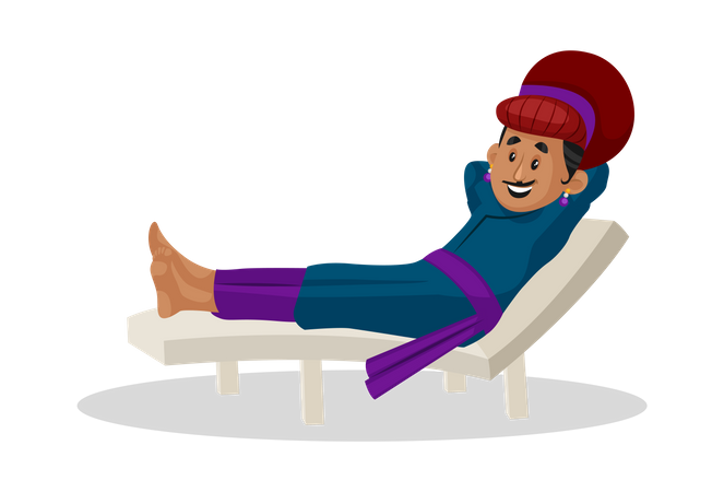 Birbal lying on bench  Illustration