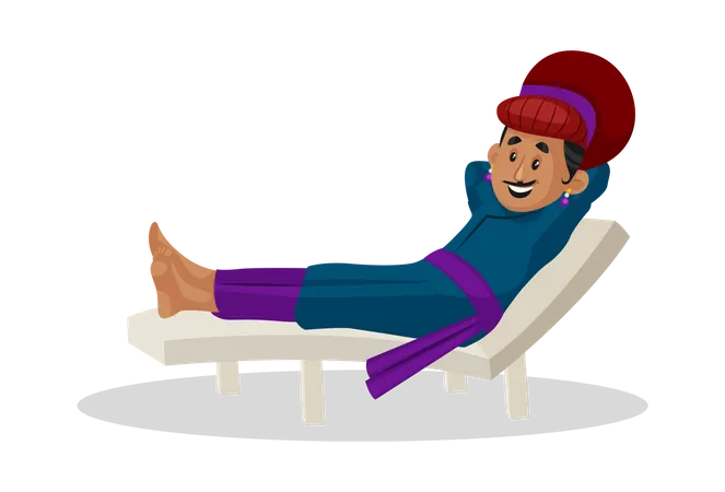 Birbal lying on bench  Illustration