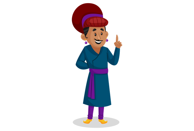 Birbal raising finger  Illustration