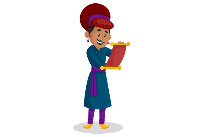 Birbal reading letter  Illustration