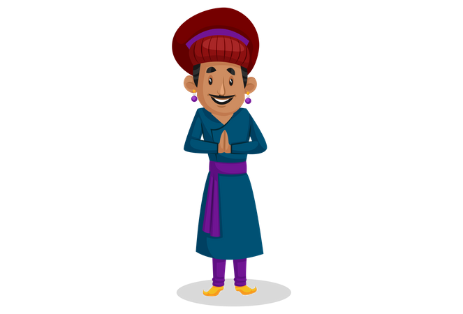 Birbal standing in welcome pose Illustration
