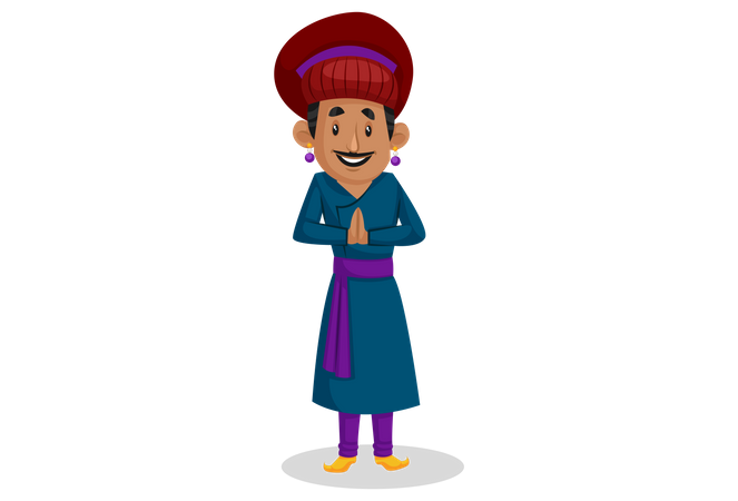 Birbal standing in welcome pose  Illustration