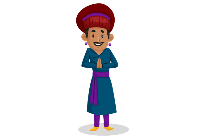 Birbal standing in welcome pose  イラスト