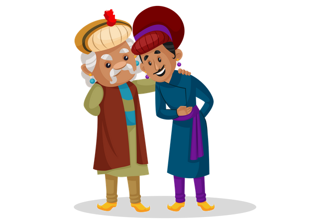 Birbal talking with akbar  Illustration