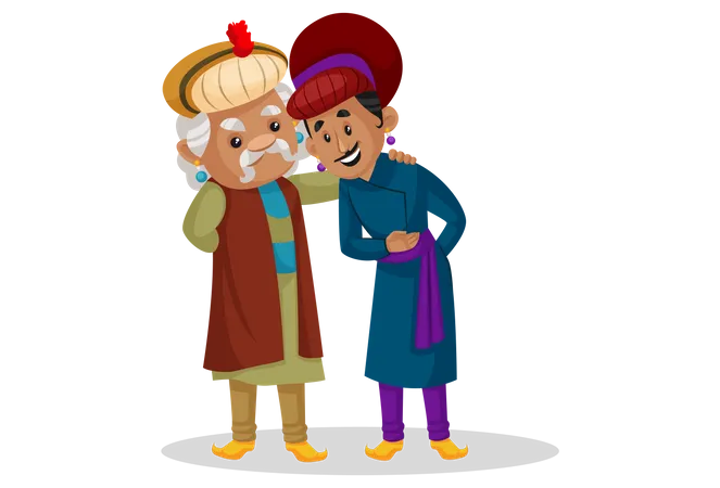 Birbal talking with akbar  Illustration