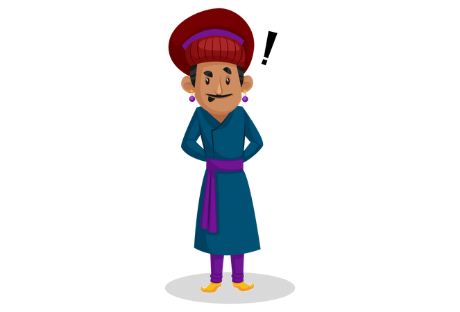 Birbal with doubt  イラスト