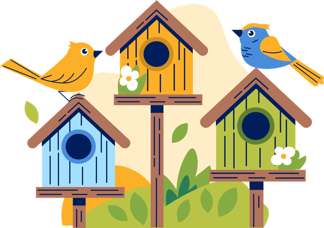 Bird at home  Illustration