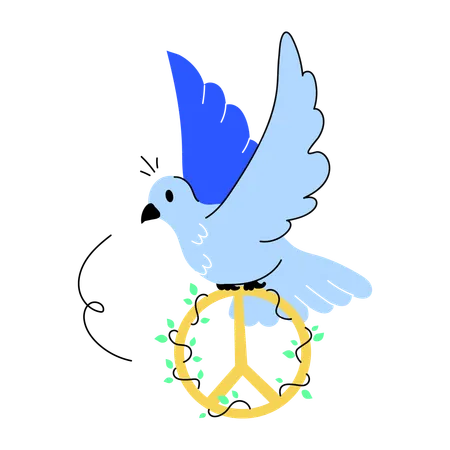 Bird flying with peace sign  일러스트레이션