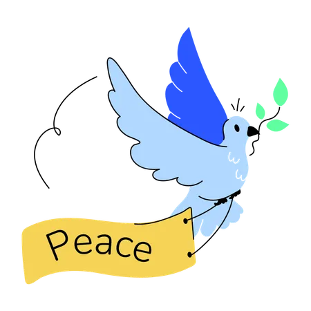 Bird flying with peace sign  Illustration