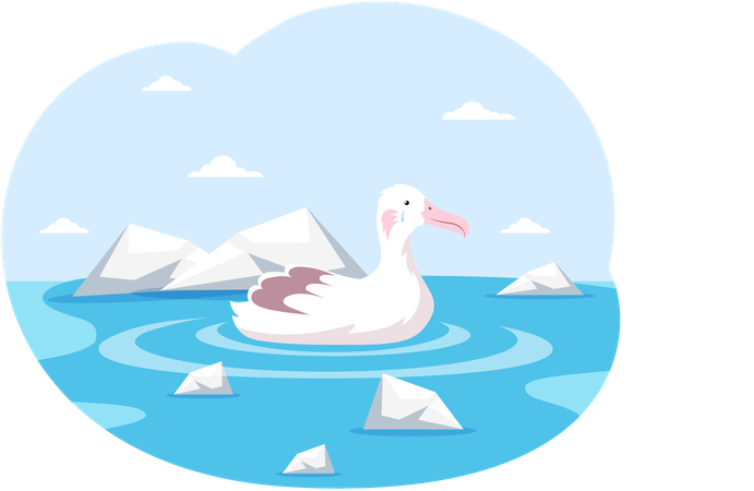 Bird ist traurig über Klimawandel und globale Erwärmung  Illustration