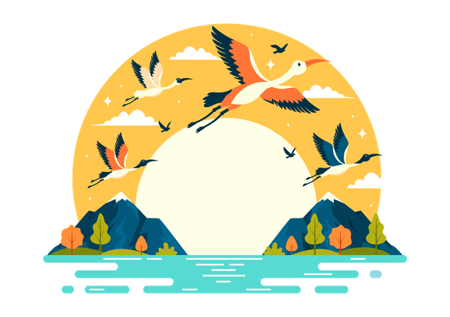 Bird migration day celebration  Illustration