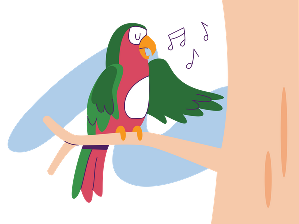 Bird singing  Illustration