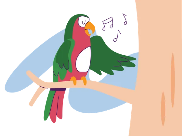 Bird singing  Illustration