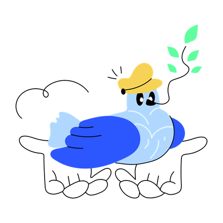 Bird sitting peacefully  Illustration