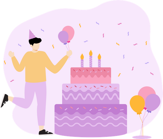Birthday boy celebrate birthday  Illustration