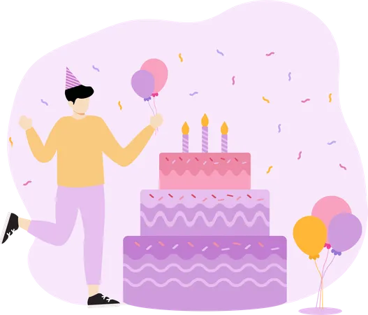 Birthday boy celebrate birthday  Illustration