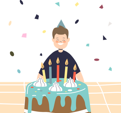Birthday boy feeling happy  Illustration