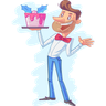 waiter with cake illustration free download