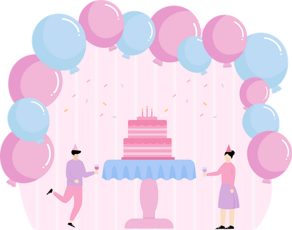 Birthday cake cutting  Illustration
