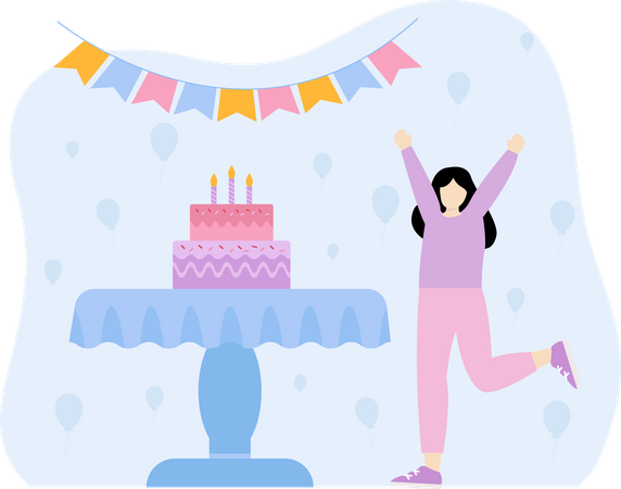 Birthday cake happiness  Illustration
