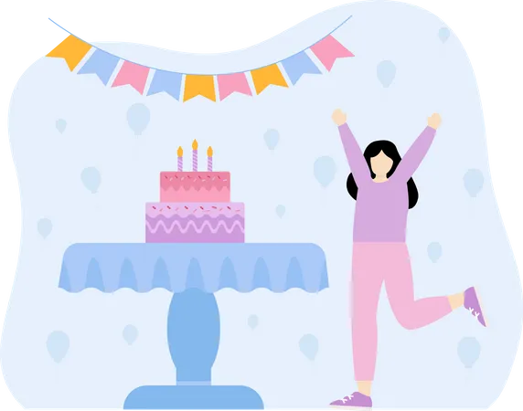 Birthday cake happiness  Illustration