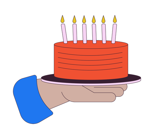 Birthday cake with burning candles showing  Illustration