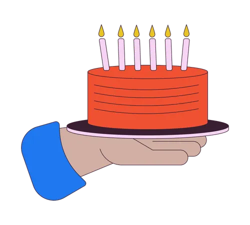 Birthday cake with burning candles showing  Illustration