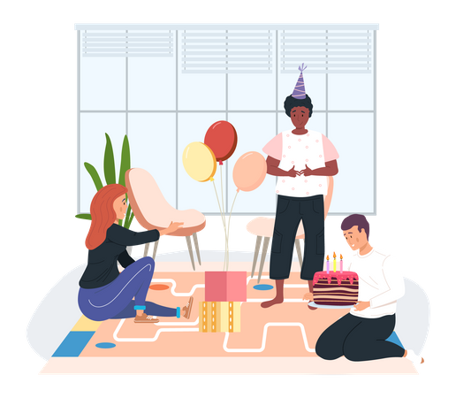 Birthday celebration at office  Illustration