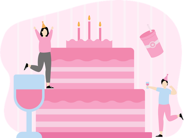 Birthday celebration cake  Illustration