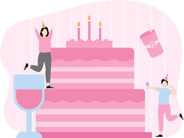 Birthday celebration cake  Illustration