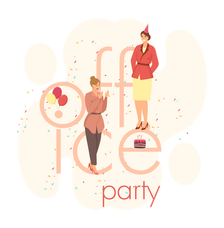 Birthday celebration event at office Illustration