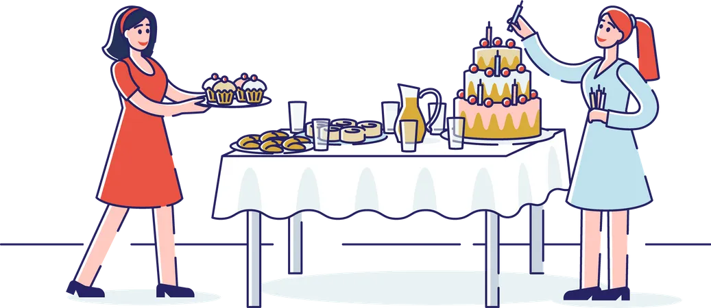 Birthday celebration preparation Illustration