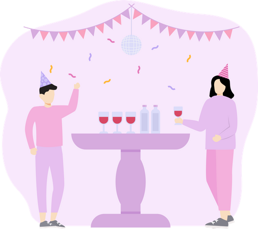 Birthday celebration wine Illustration