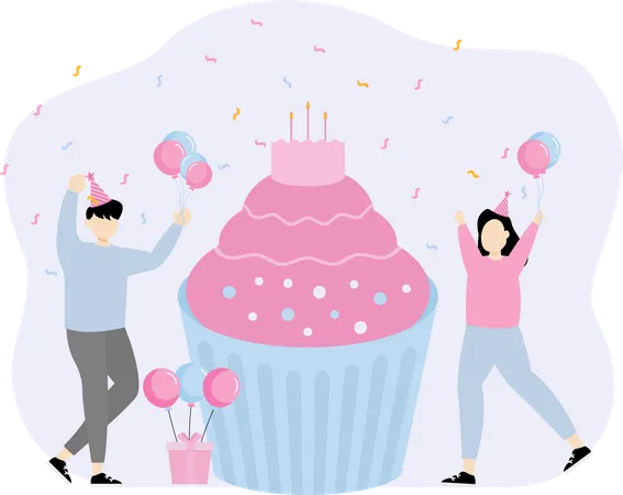 Birthday cupcake  Illustration