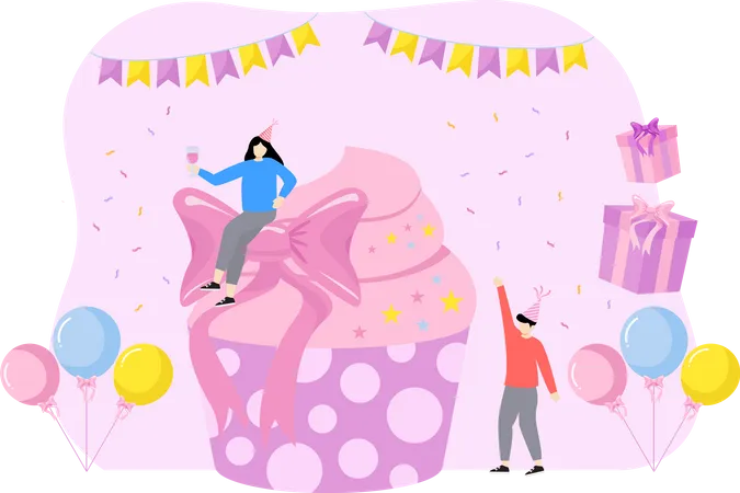 Birthday Cupcake  Illustration