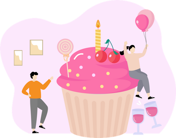 Birthday cupcake  Illustration